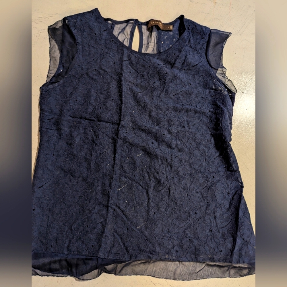 Navy blue sheer blouse
